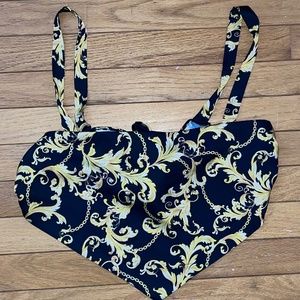 Forever 21 Gold/Black Bandana Satin Tank with Straps, Versace Design